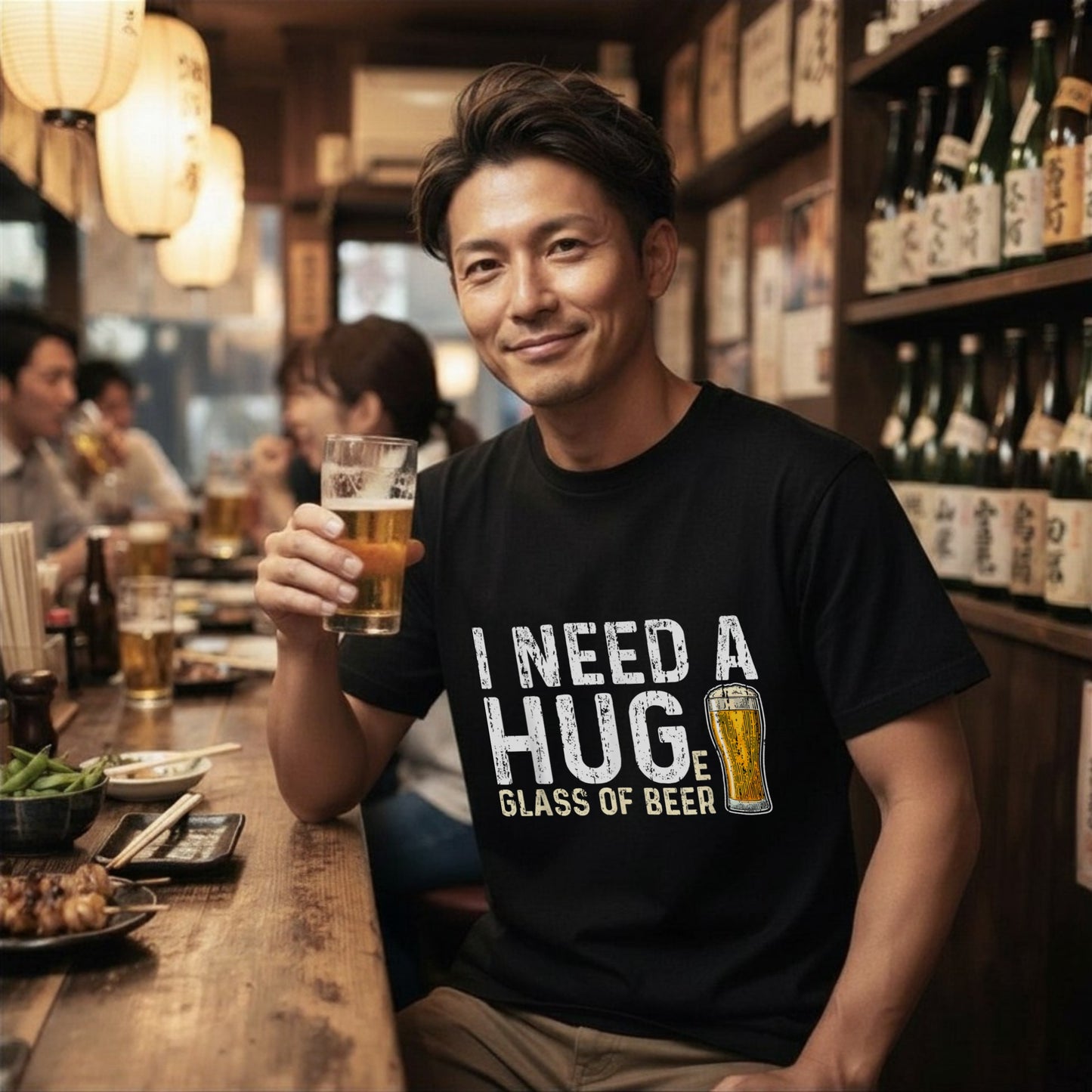 I Need A Huge Glass Of Beer Tシャツ ｜ ビール好き・お酒・おもしろ・英語 ジョークに人気