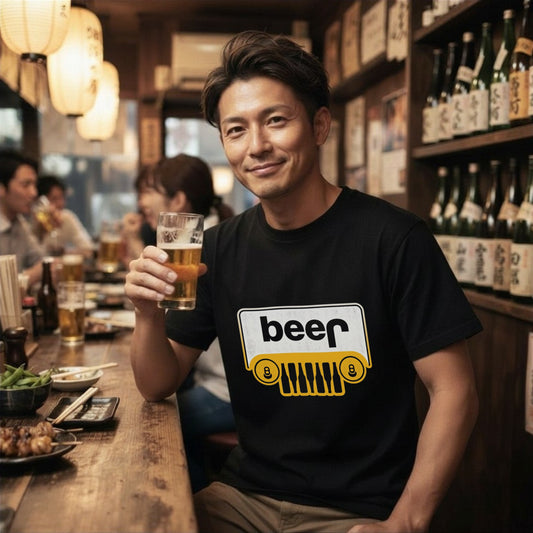 BEER 4WD 車フロントグリル Tシャツ ｜ ビール好き・ドライブ・アウトドア・おもしろに人気