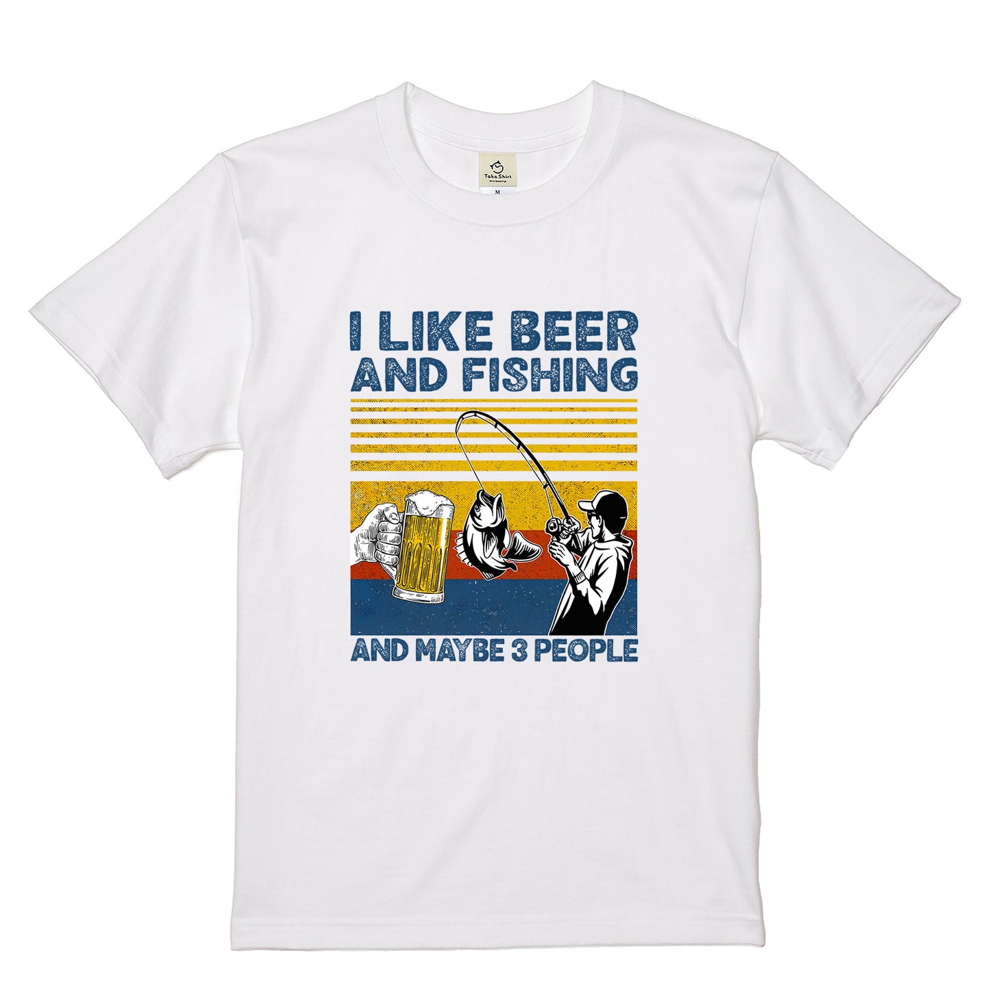 「I LIKE BEER AND FISHING」ビール＆釣り好き Tシャツ
