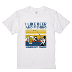 「I LIKE BEER AND FISHING」ビール＆釣り好き Tシャツ