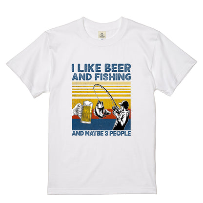 「I LIKE BEER AND FISHING」ビール＆釣り好き Tシャツ