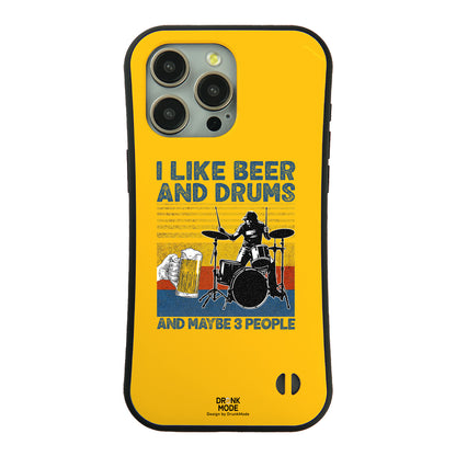「I LIKE BEER AND DRUMS」iPhoneケース おもしろデザイン｜酒好きに人気のDrunkmodeスマホケース｜ビール・焼酎・日本酒・ウイスキー好きにおすすめ｜プレゼントにも◎
