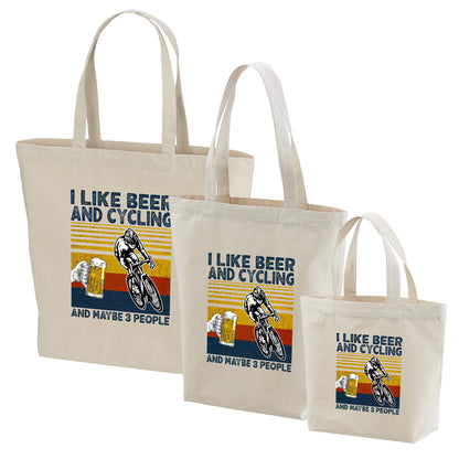「I LIKE BEER AND CYCLING」誕生日プレゼントにも最適！居酒屋・飲み会で話題の面白トートバッグ｜日本酒・ビール・焼酎・ウイスキー好きにおすすめ