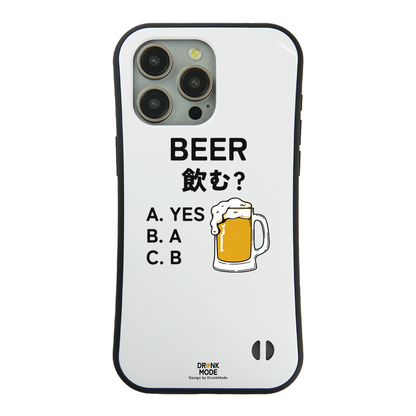 「BEER飲む？」iPhoneケース おもしろデザイン｜酒好きに人気のDrunkmodeスマホケース｜ビール・焼酎・日本酒・ウイスキー好きにおすすめ｜プレゼントにも◎