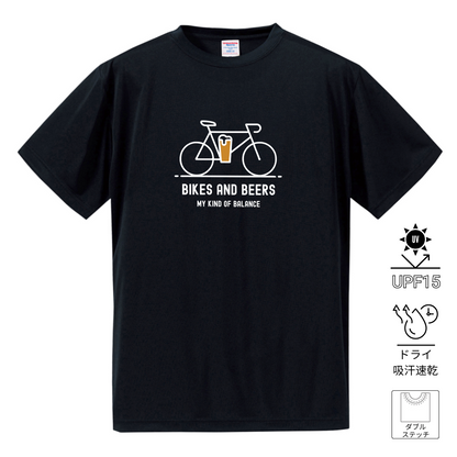 「BIKES AND BEERS 」誕生日プレゼントにも最適！居酒屋・飲み会で話題の面白ドライシルキータッチTシャツ｜日本酒・ビール・焼酎・ウイスキー好きにおすすめ
