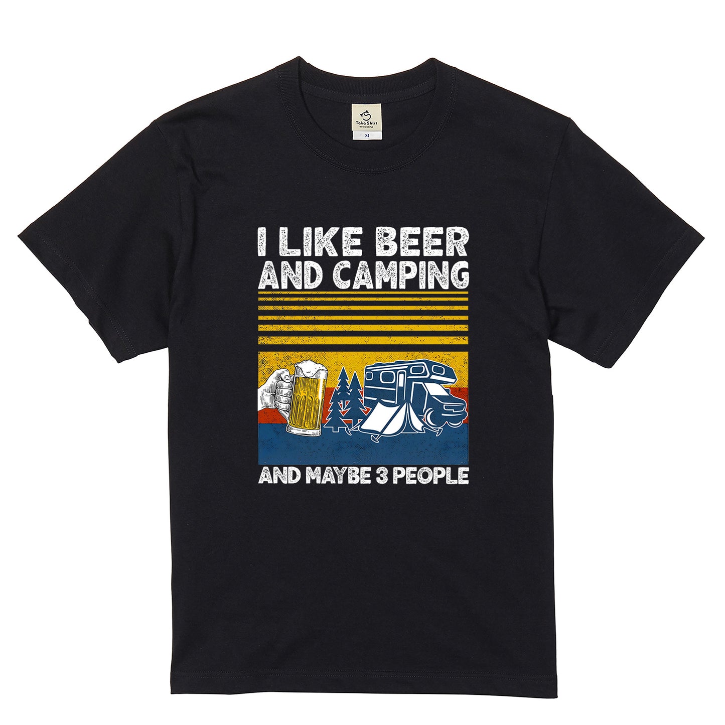 「I LIKE BEER AND MY CAMPING」ビール＆キャンプが好きTシャツ