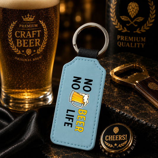 「NO BEER NO LIFE」キーホルダー｜ビール好きへのおもしろプレゼント