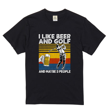 「I LIKE BEER AND GOLF」ビール＆キャンプが好きTシャツ