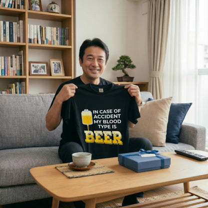 In Case of Accident My Blood Type is Beer Tシャツ ｜ ビール好き・お酒・おもしろ・ジョークに人気