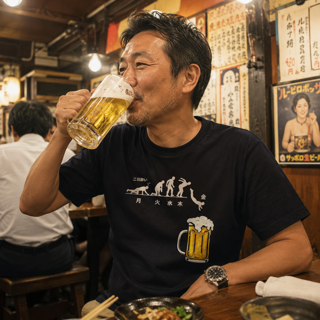 月曜日金曜日スティックマンTシャツ