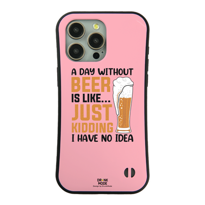 「A DAY WITHOUT BEER IS LIKE ... 」iPhoneケース おもしろデザイン｜酒好きに人気のDrunkmodeスマホケース｜ビール・焼酎・日本酒・ウイスキー好きにおすすめ｜プレゼントにも◎