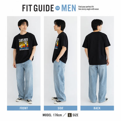 「I LIKE BEER AND GOLF」ビール＆キャンプが好きTシャツ