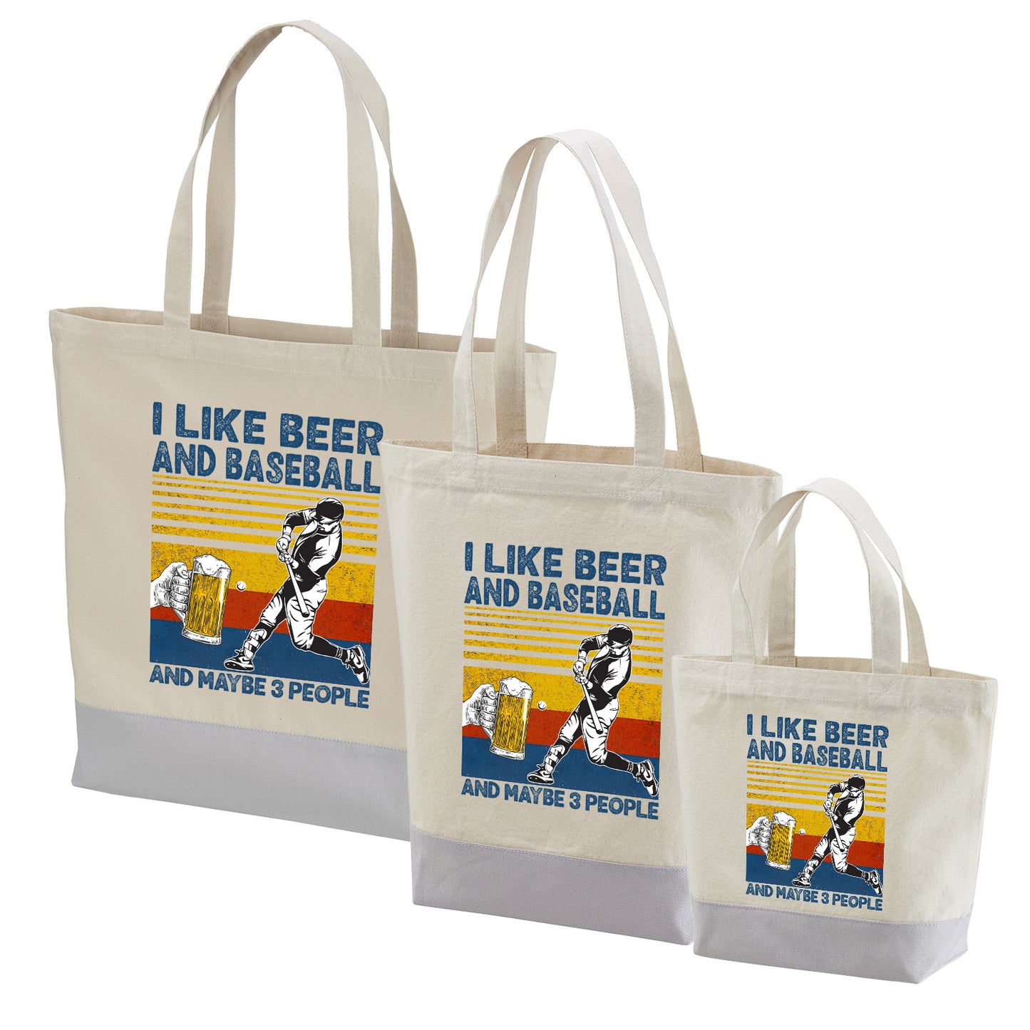 「I LIKE BEER AND MY BASEBALL」誕生日プレゼントにも最適！居酒屋・飲み会で話題の面白トートバッグ｜日本酒・ビール・焼酎・ウイスキー好きにおすすめ