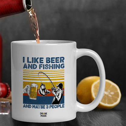 マグカップ ビールイラスト I LIKE BEER AND FISHING｜ビール好きにおすすめ プレゼントにも最適