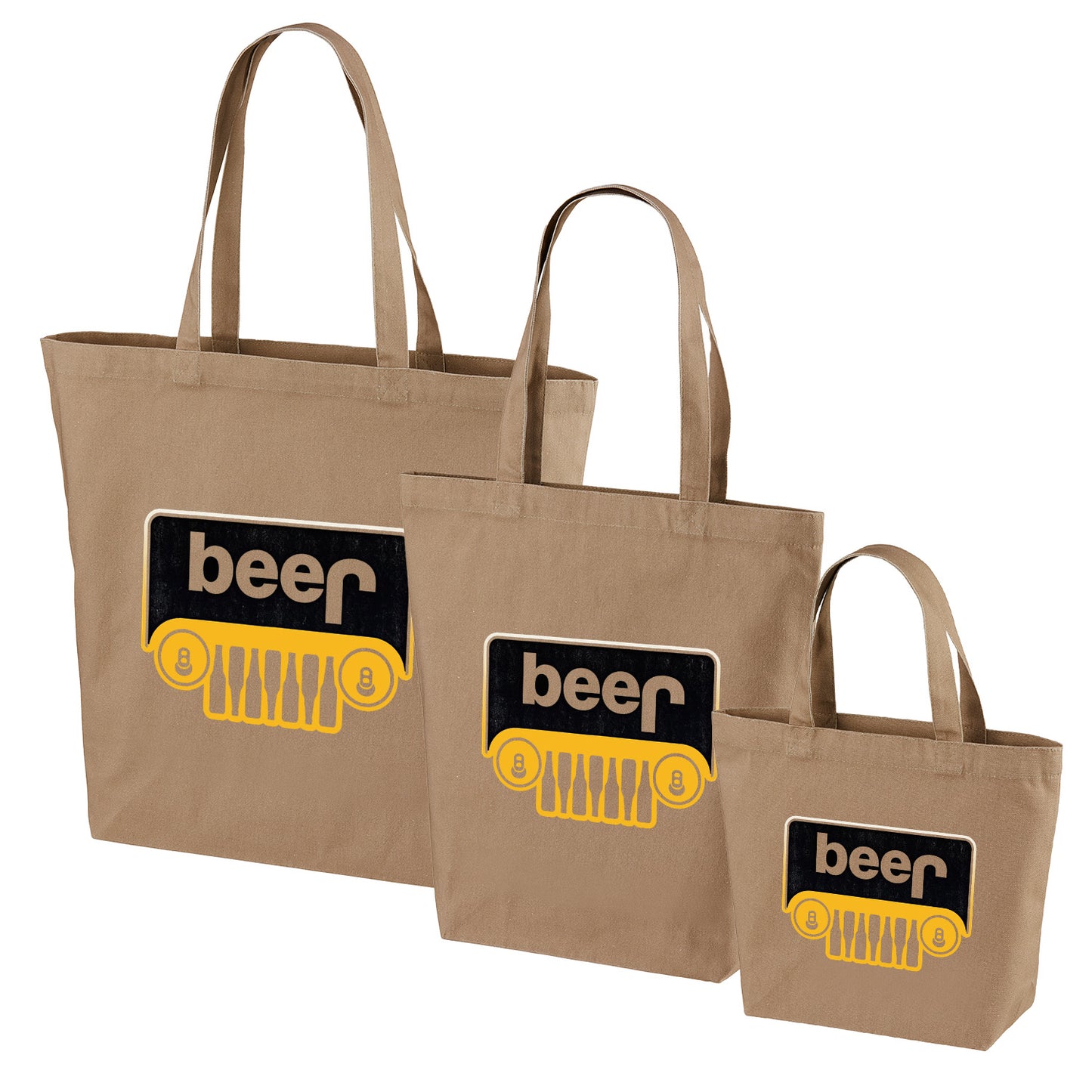 「BEER 4WD 車フロントグリル」トートバッグ｜ビール・ゴルフ好きへのプレゼント | Drunkmode