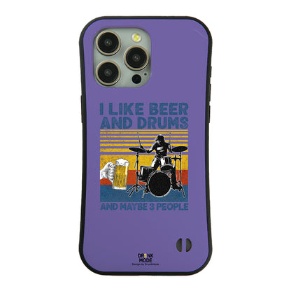 「I LIKE BEER AND DRUMS」iPhoneケース おもしろデザイン｜酒好きに人気のDrunkmodeスマホケース｜ビール・焼酎・日本酒・ウイスキー好きにおすすめ｜プレゼントにも◎