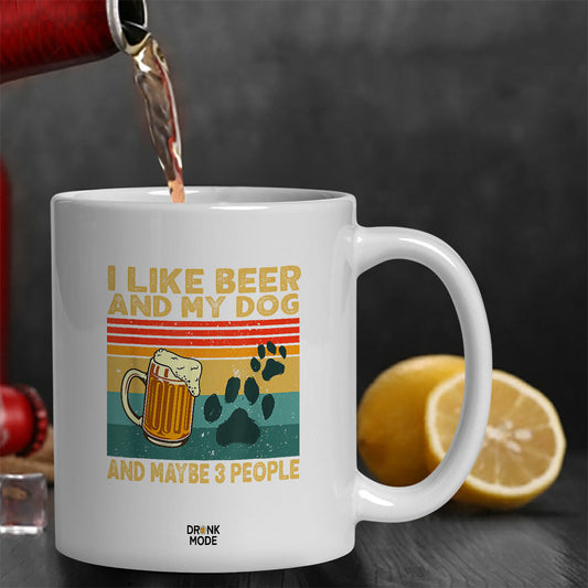 マグカップ ビールイラスト I LIKE BEER AND MY DOG ｜ビール好きにおすすめ プレゼントにも最適