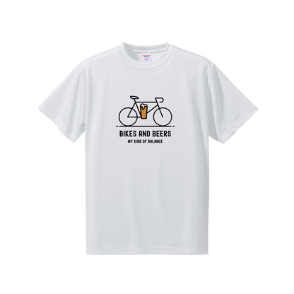 「BIKES AND BEERS 」誕生日プレゼントにも最適！居酒屋・飲み会で話題の面白ドライシルキータッチTシャツ｜日本酒・ビール・焼酎・ウイスキー好きにおすすめ