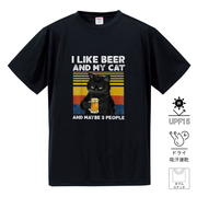 面白Tシャツ｜I LIKE BEER AND MY CAT ドライシルキータッチ｜誕生日プレゼントに最適