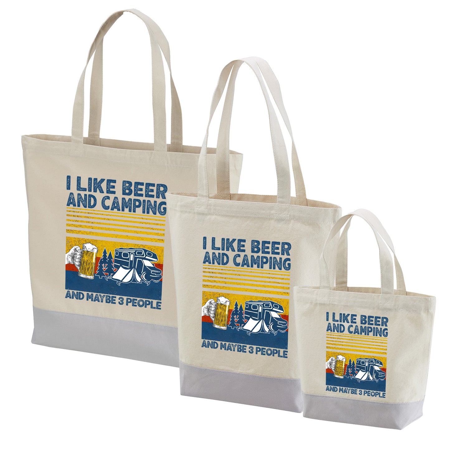 「I LIKE BEER AND MY CAMPING」誕生日プレゼントにも最適！居酒屋・飲み会で話題の面白トートバッグ｜日本酒・ビール・焼酎・ウイスキー好きにおすすめ