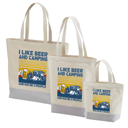「I LIKE BEER AND MY CAMPING」誕生日プレゼントにも最適！居酒屋・飲み会で話題の面白トートバッグ｜日本酒・ビール・焼酎・ウイスキー好きにおすすめ