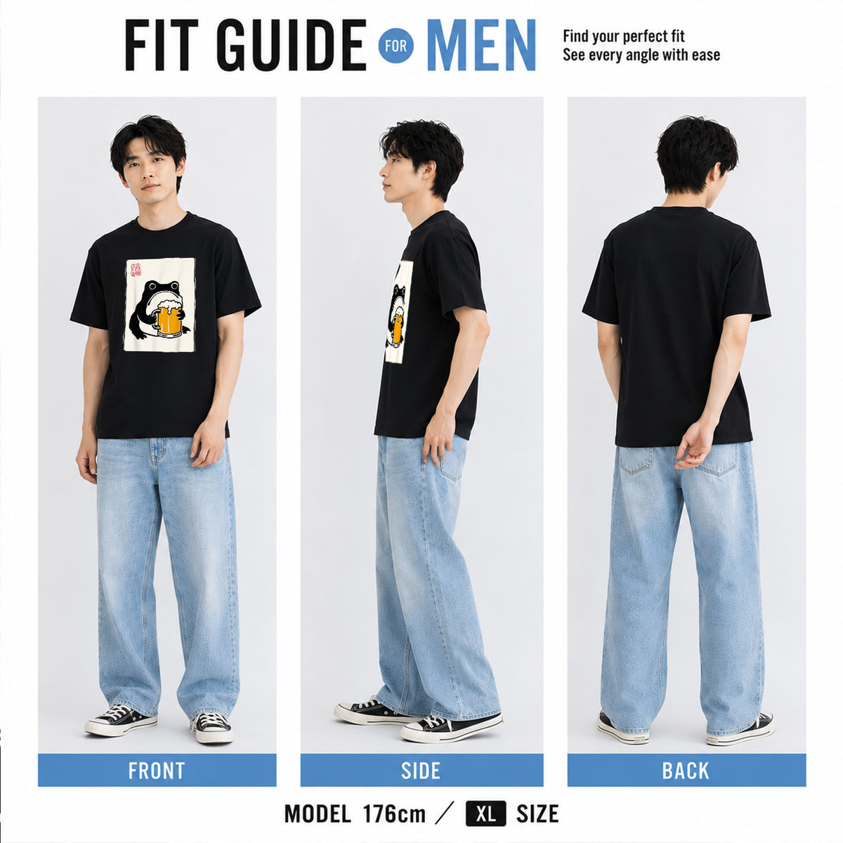 ビールを飲むカエル 和柄 Tシャツ ｜ ビール好き・カエル好き・浮世絵風に人気