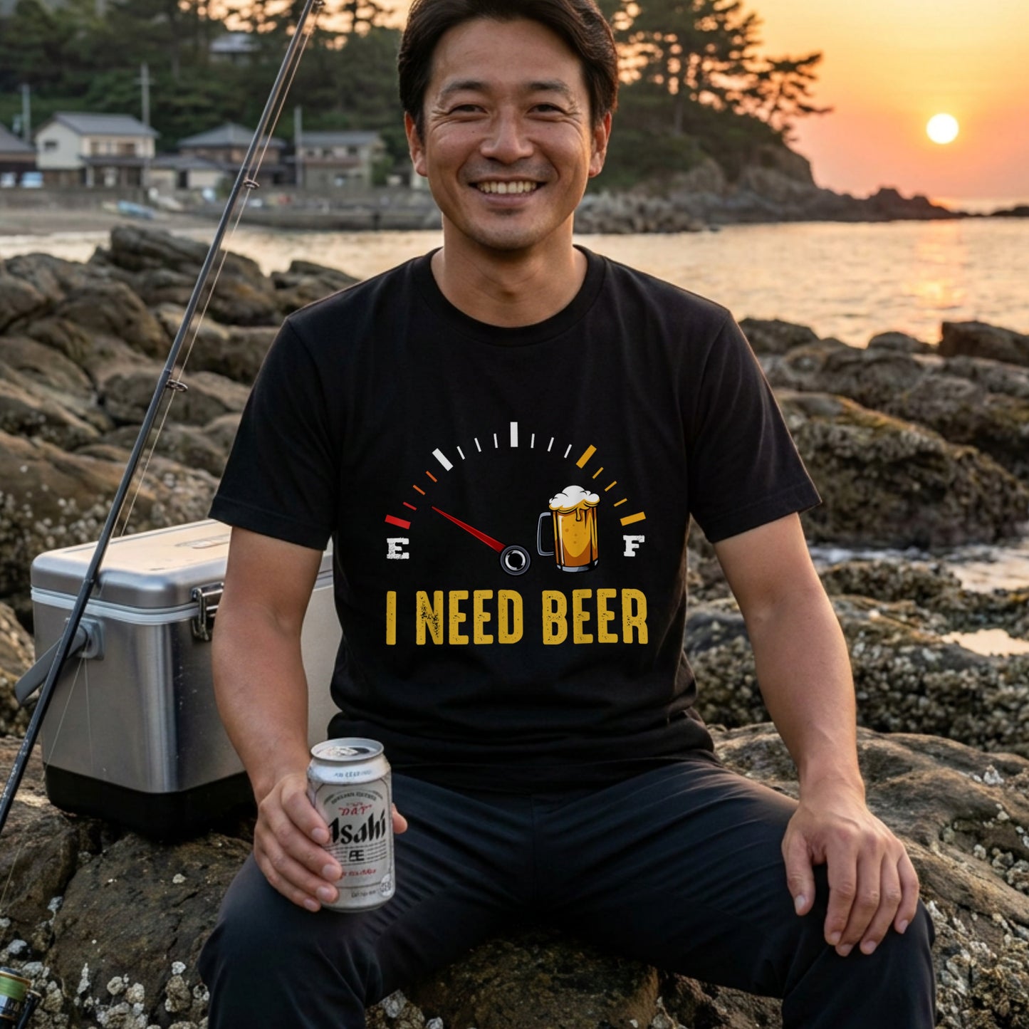 「I NEED BEER 」燃料メーター Tシャツ ｜ ビール好き・おもしろ・飲み会に人気