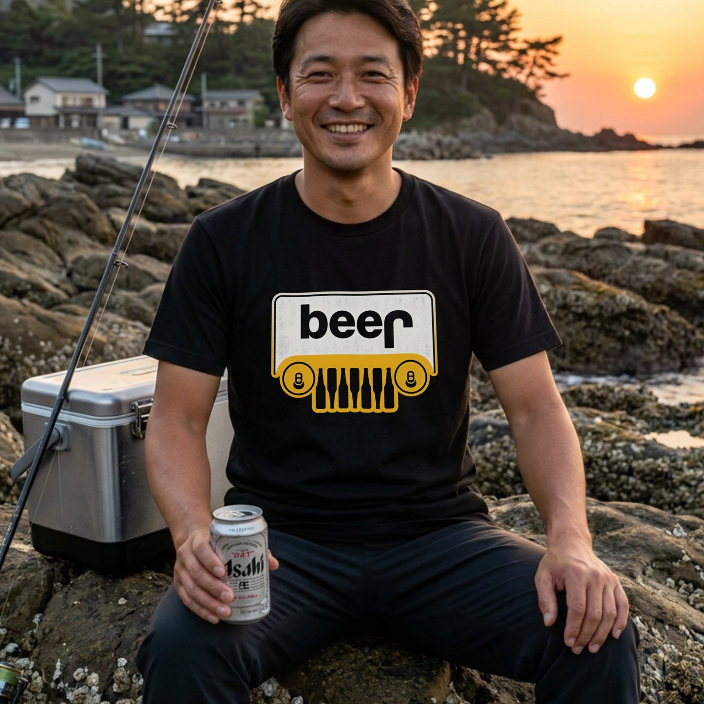 BEER 4WD 車フロントグリル Tシャツ ｜ ビール好き・ドライブ・アウトドア・おもしろに人気