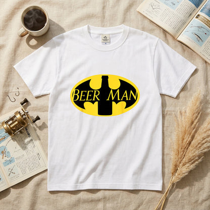 BEER MAN 蝙蝠ロゴ Tシャツ ｜ ビール好き・ヒーロー・おもしろ・パロディに人気
