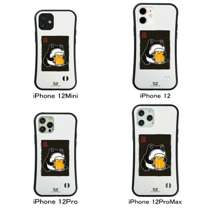 「ビールを飲むカエル 和柄」iPhoneケース おもしろデザイン｜酒好きに人気のDrunkmodeスマホケース｜ビール・焼酎・日本酒・ウイスキー好きにおすすめ｜プレゼントにも◎