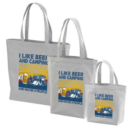 「I LIKE BEER AND MY CAMPING」誕生日プレゼントにも最適！居酒屋・飲み会で話題の面白トートバッグ｜日本酒・ビール・焼酎・ウイスキー好きにおすすめ