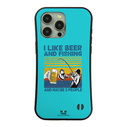「I LIKE BEER AND FISHING」iPhoneケース おもしろデザイン｜酒好きに人気のDrunkmodeスマホケース｜ビール・焼酎・日本酒・ウイスキー好きにおすすめ｜プレゼントにも◎
