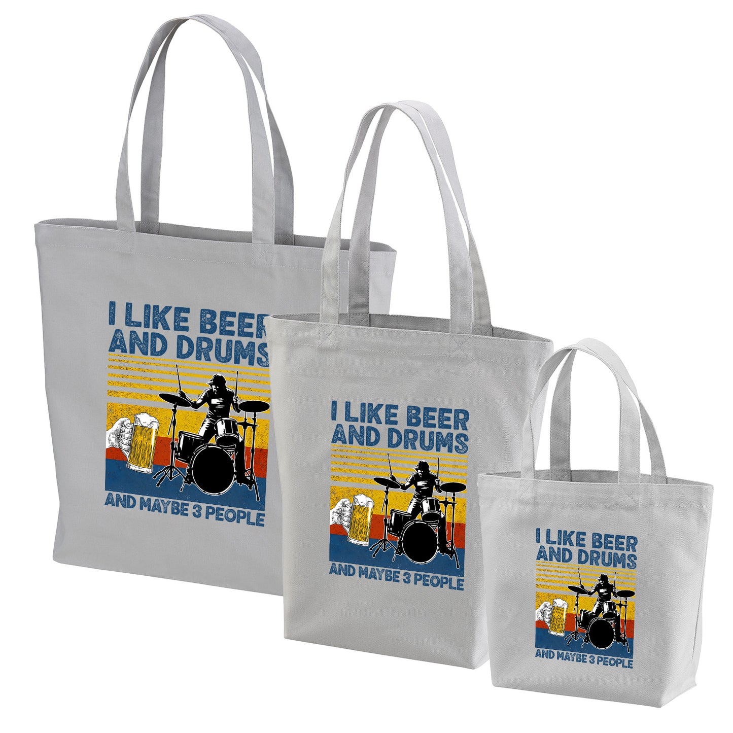 「I LIKE BEER AND MY DRUMS」誕生日プレゼントにも最適！居酒屋・飲み会で話題の面白トートバッグ｜日本酒・ビール・焼酎・ウイスキー好きにおすすめ