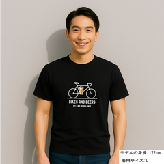 「BIKES AND BEERS 」誕生日プレゼントにも最適！居酒屋・飲み会で話題の面白ドライシルキータッチTシャツ｜日本酒・ビール・焼酎・ウイスキー好きにおすすめ