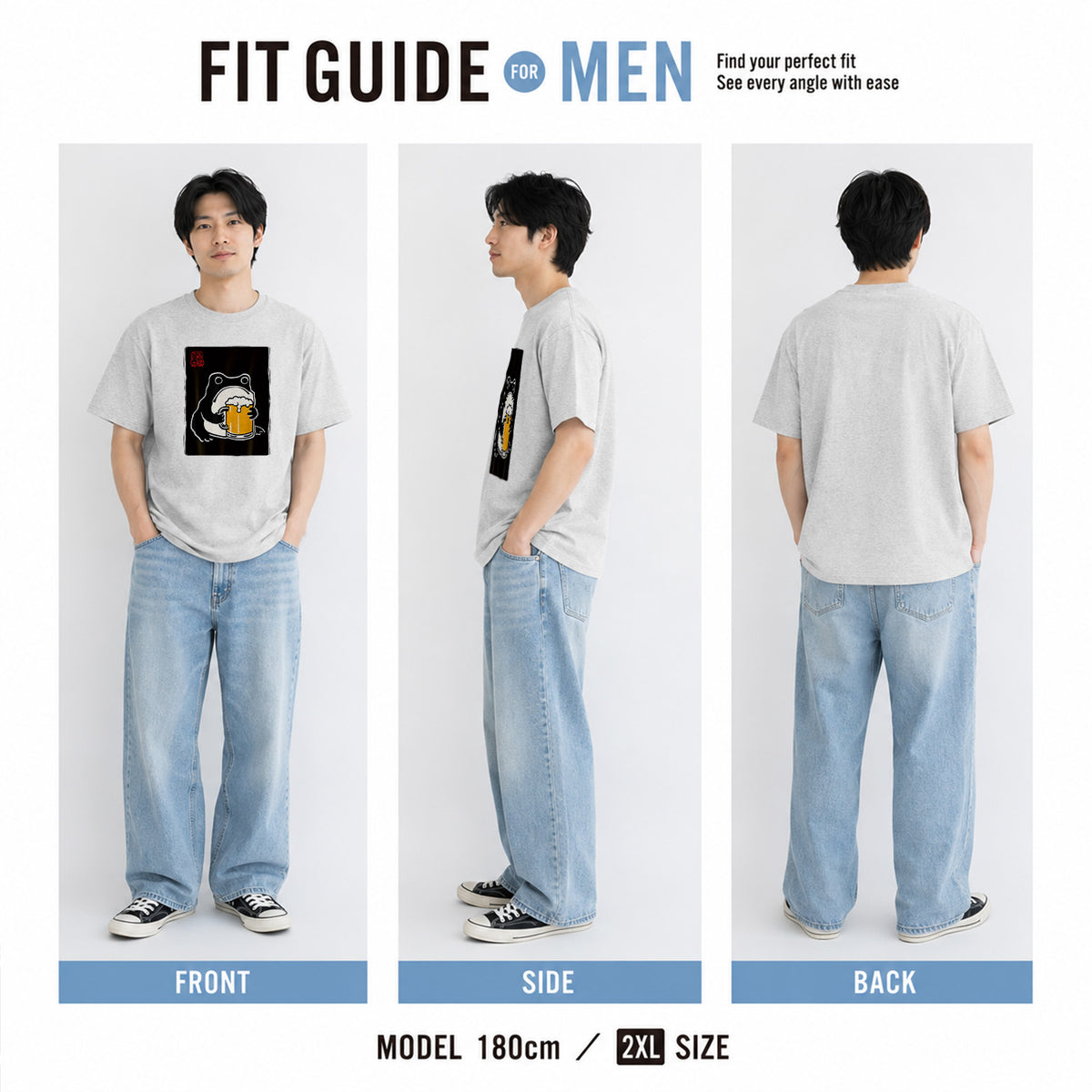 ビールを飲むカエル 和柄 Tシャツ ｜ ビール好き・カエル好き・浮世絵風に人気
