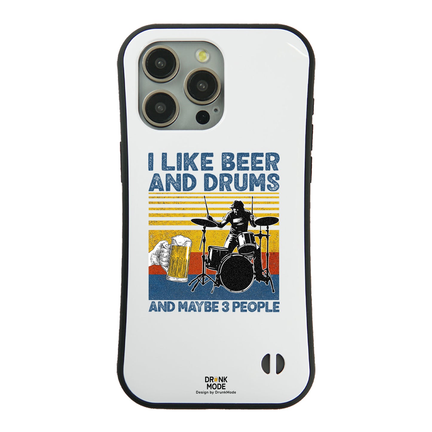 「I LIKE BEER AND DRUMS」iPhoneケース おもしろデザイン｜酒好きに人気のDrunkmodeスマホケース｜ビール・焼酎・日本酒・ウイスキー好きにおすすめ｜プレゼントにも◎