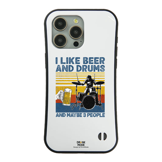 「I LIKE BEER AND DRUMS」iPhoneケース おもしろデザイン｜酒好きに人気のDrunkmodeスマホケース｜ビール・焼酎・日本酒・ウイスキー好きにおすすめ｜プレゼントにも◎