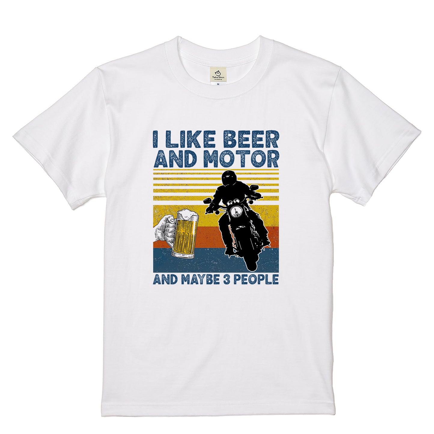 「I LIKE BEER AND MOTOR」ビール＆オートバイクが好き Tシャツ