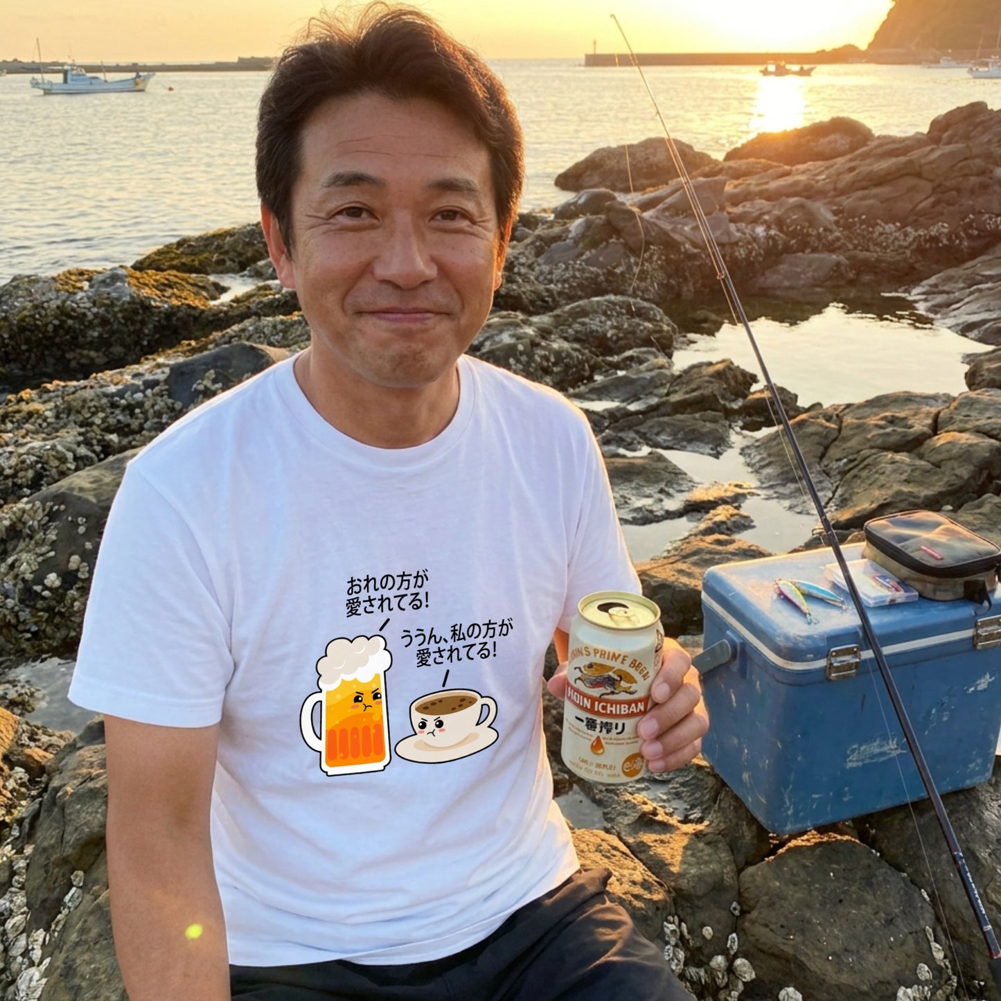 BEER VS COFFEE | どっちが愛されてる？ゆるかわ面白Tシャツ【ビール好き・カフェ好き・ギフトに最適】