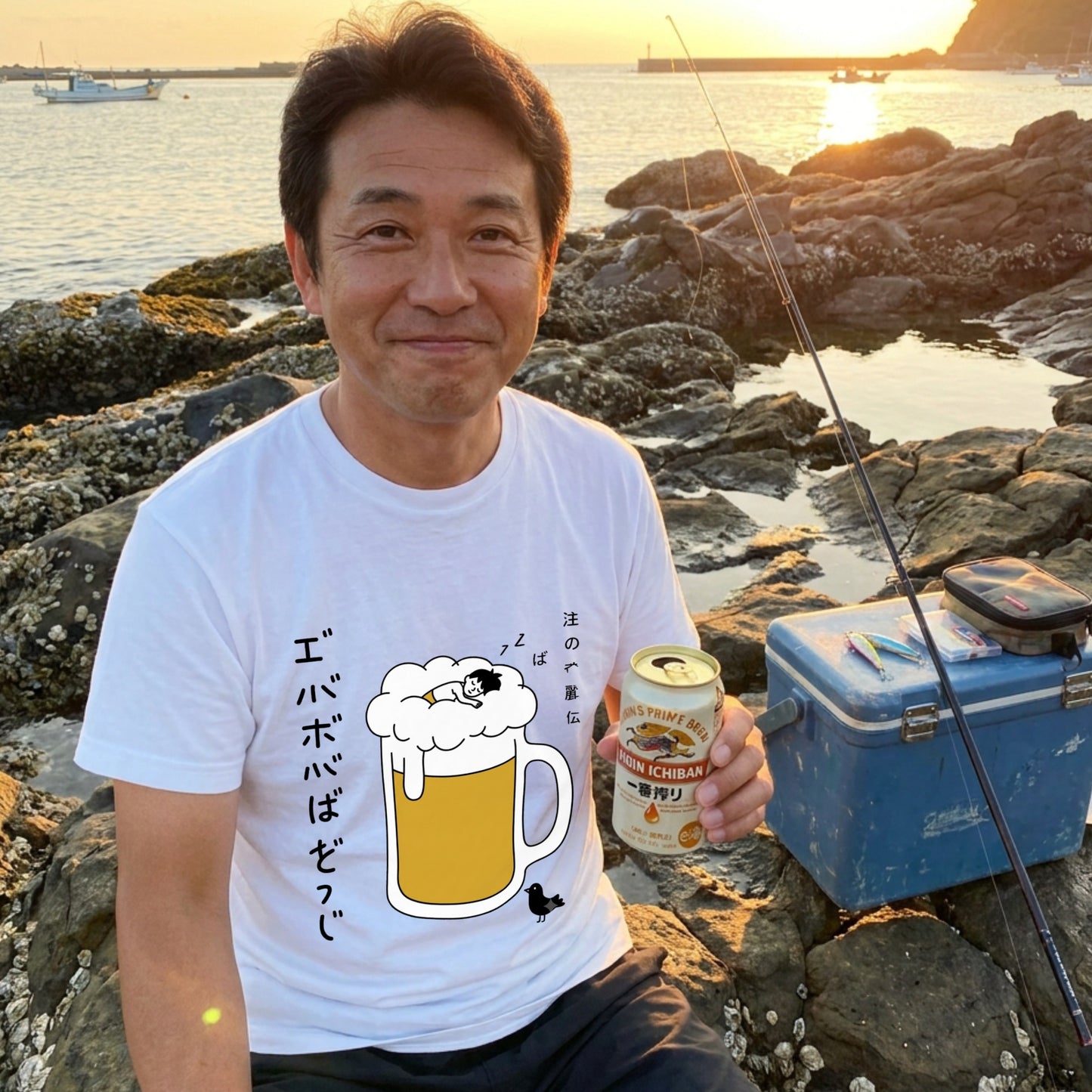 BEER FOAM SLEEP | ビールの泡で寝る男 面白Tシャツ【誕生日・父の日ギフトに最適】