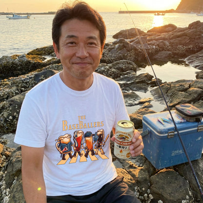 THE BASEBALLERS W | ビールたちの全力応援 横断歩道 面白Tシャツ【野球ファン・父の日ギフトに最適】
