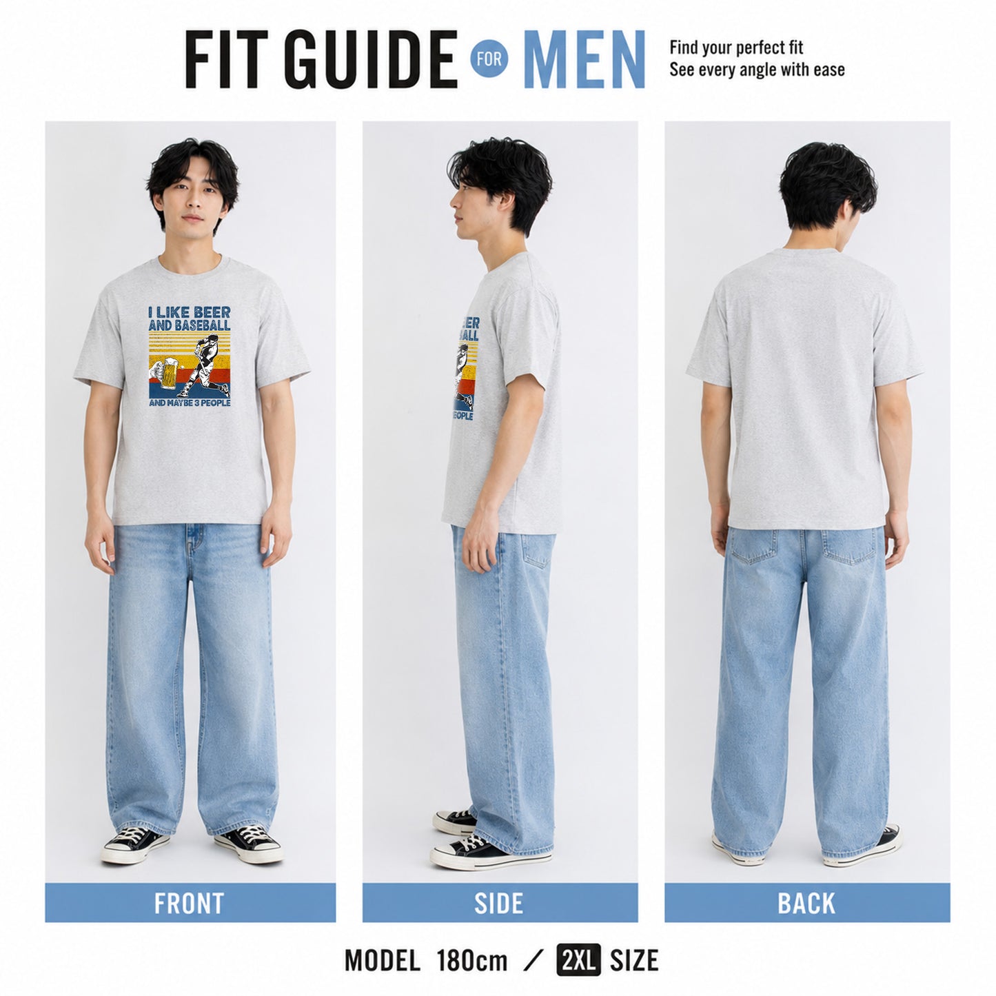 「I LIKE BEER AND MY BASEBALL」ビール＆野球が好き Tシャツ