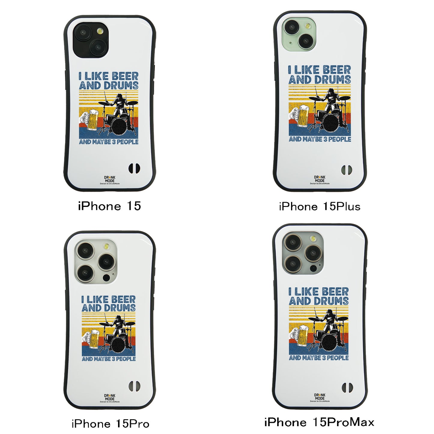 「I LIKE BEER AND DRUMS」iPhoneケース おもしろデザイン｜酒好きに人気のDrunkmodeスマホケース｜ビール・焼酎・日本酒・ウイスキー好きにおすすめ｜プレゼントにも◎
