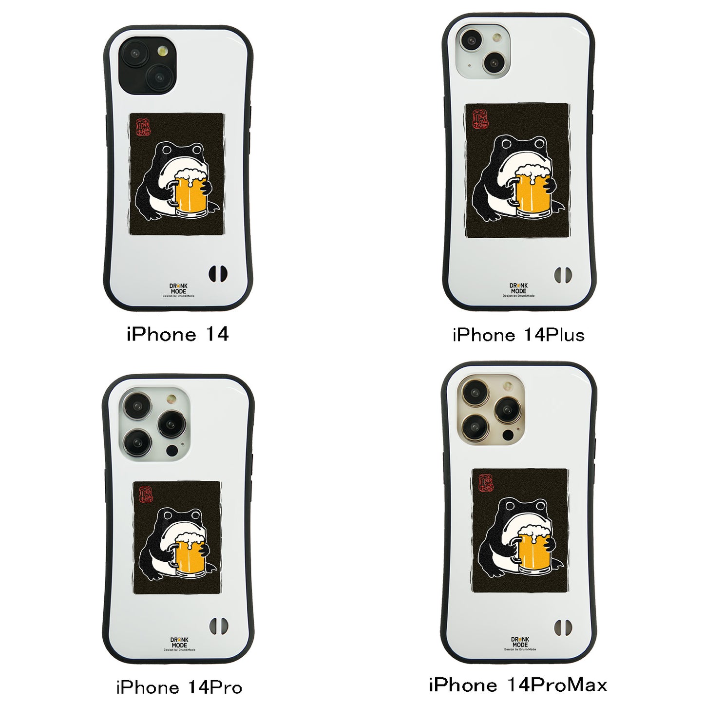 「ビールを飲むカエル 和柄」iPhoneケース おもしろデザイン｜酒好きに人気のDrunkmodeスマホケース｜ビール・焼酎・日本酒・ウイスキー好きにおすすめ｜プレゼントにも◎