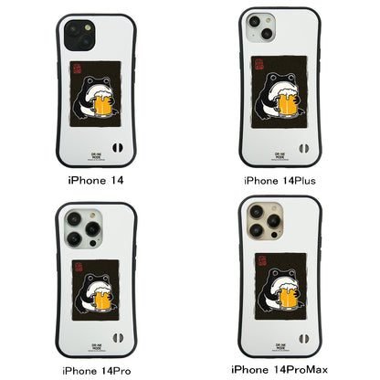 「ビールを飲むカエル 和柄」iPhoneケース おもしろデザイン｜酒好きに人気のDrunkmodeスマホケース｜ビール・焼酎・日本酒・ウイスキー好きにおすすめ｜プレゼントにも◎