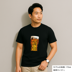 「SAVE WATER DRINK BEER 」誕生日プレゼントにも最適！居酒屋・飲み会で話題の面白ドライシルキータッチTシャツ｜日本酒・ビール・焼酎・ウイスキー好きにおすすめ