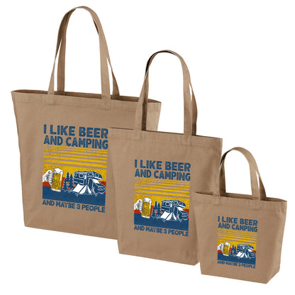 「I LIKE BEER AND MY CAMPING」誕生日プレゼントにも最適！居酒屋・飲み会で話題の面白トートバッグ｜日本酒・ビール・焼酎・ウイスキー好きにおすすめ