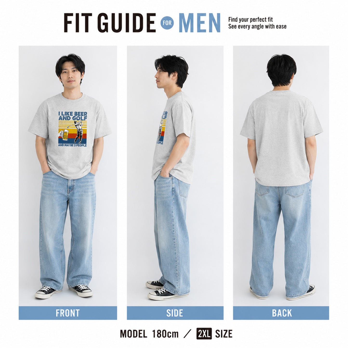 「I LIKE BEER AND GOLF」ビール＆キャンプが好きTシャツ