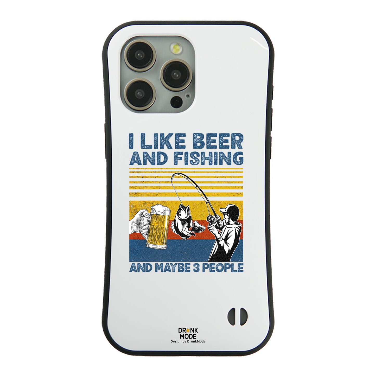 「I LIKE BEER AND FISHING」iPhoneケース おもしろデザイン｜酒好きに人気のDrunkmodeスマホケース｜ビール・焼酎・日本酒・ウイスキー好きにおすすめ｜プレゼントにも◎