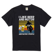 「I LIKE BEER AND MOTOR」ビール＆オートバイクが好き Tシャツ